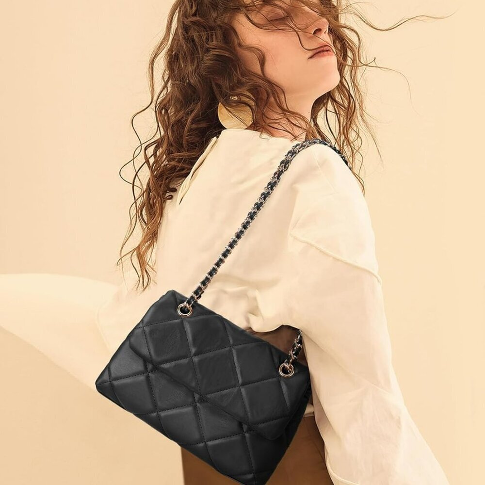 Quilted Crossbody Purses for Women Small Ladies Shoulder Bags with Chain Trendy - Picture 6 of 6